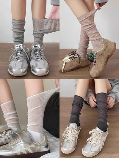 溫柔感芭蕾風微透堆堆襪5雙組1