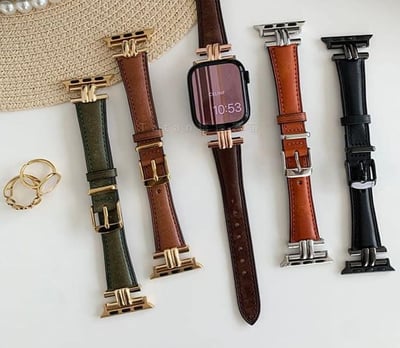 復古真皮H字設計AppleWatch真皮錶帶1