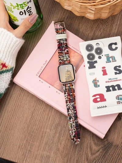 氛圍感毛呢彩色碰撞Apple watch錶帶2
