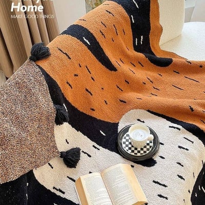 北歐風造型蓋毯 必備仙人掌流蘇設計感家居毯2