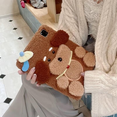 毛茸泰迪狗 泰迪狗狗棕色系可愛iPad平板保護套1