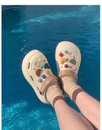 洞洞鞋 可愛糖果色系增高厚底拖鞋3