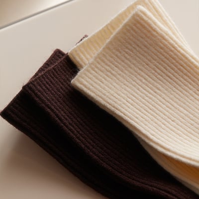 秋冬羊毛坑條撞色女襪中筒襪4