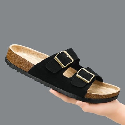 男士磨砂一字帶休閒平底拖鞋 勃肯鞋3