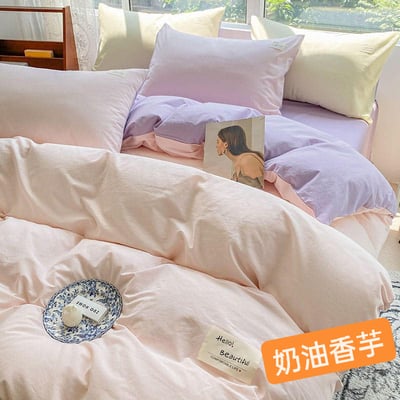 夏季超舒服拼色 水洗棉單人 雙人床包組1