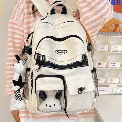 新款大容量雙肩包 初高中＆小學高年級適用 附可愛玩偶掛飾四色可選5