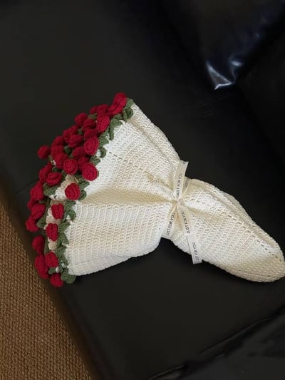 不會凋謝的手作玫瑰花束毛毯3
