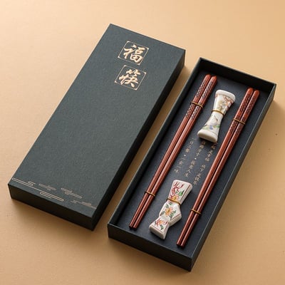 中國風實木防滑筷兩雙組禮盒 質感餐桌的儀式感小物8