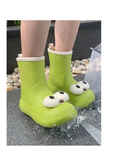 搞怪可愛大眼睛防滑中筒雨鞋  親子款3