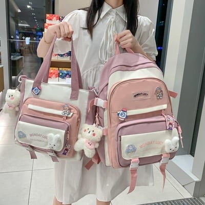 拼色系列 防潑水中小學生書包加補習袋3