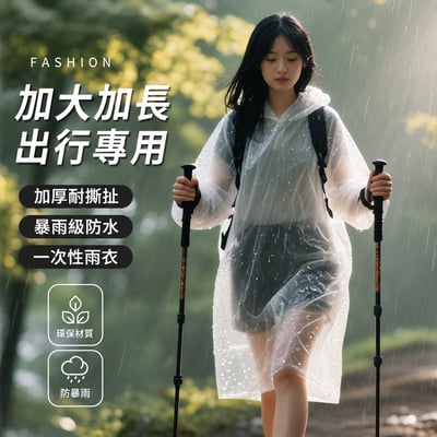 卡片式一次性便攜雨衣10入 成人加長加厚款隨身戶外旅行雨天備用3