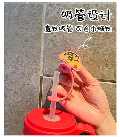 蠟筆小新新款帶吸管可泡茶玻璃水杯   現貨免運2