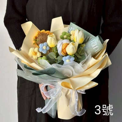 高質感針織花束 手工鉤織永生花束毛線針織玫瑰系列3