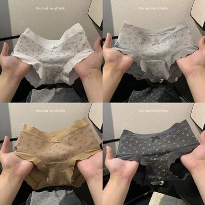 韓版復古碎花純棉內褲 柔軟親膚低腰三角褲舒適內褲4件組1