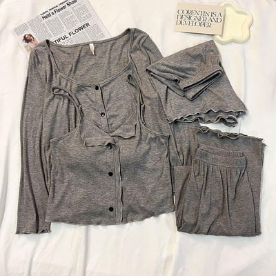 春秋灰色系莫代爾舒適家居四件套4