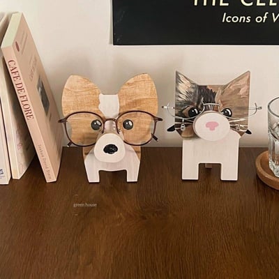 創意木質擺飾動物眼鏡收納 桌面木製工藝眼鏡展示架2