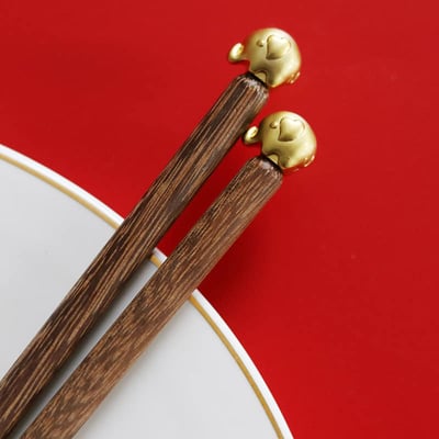 金甲招財雞翅木福氣筷組  現貨6