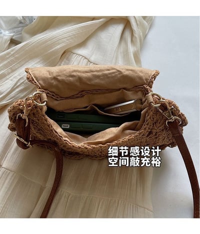 輕透鏤空慵懶感圓形編織包7