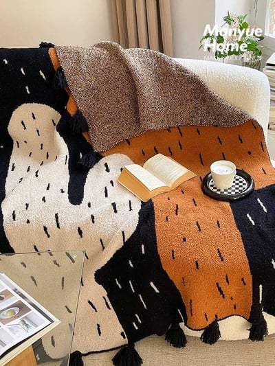 北歐風造型蓋毯 必備仙人掌流蘇設計感家居毯1