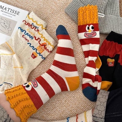 韓版搞怪薯條堆堆襪  現貨免運5