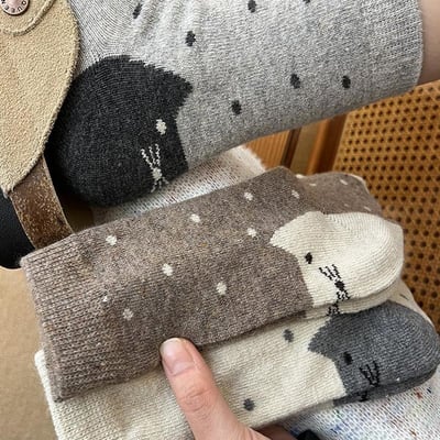 舒適棉質貓咪後腳跟造型襪組6