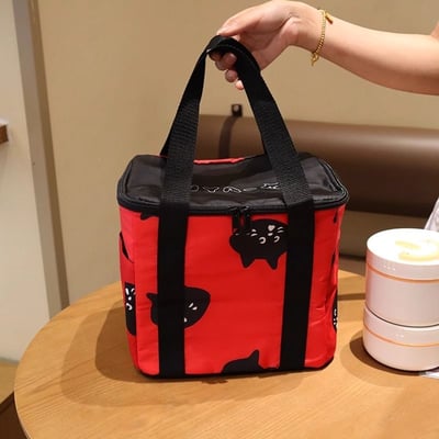 日系卡通貓貓大容量保溫冷藏袋 戶外野餐手提便當包6