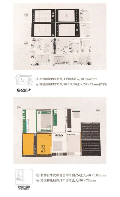 回憶放映集 電影感拼貼素材包94入10