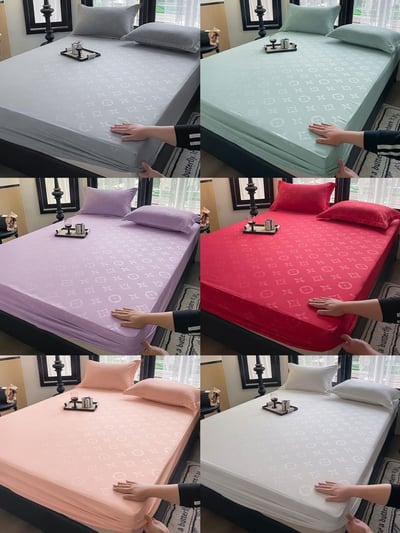 時尚老花款 純色高級感3件床包組9