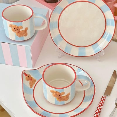 出口韓國可愛小狗杯盤組3