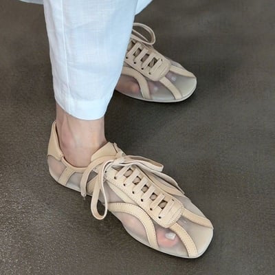 新中式網紗小眾透膚感綁帶平底鞋6