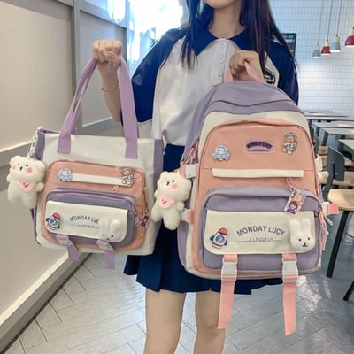 拼色系列 防潑水中小學生書包加補習袋4