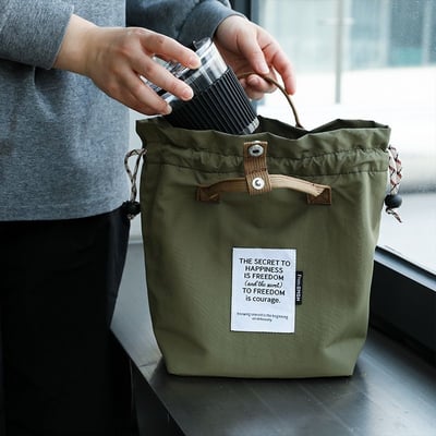 新款便當手提袋 加厚保溫便携抽繩束口飯盒包4