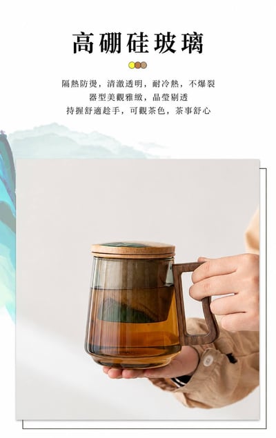 父親節生日走心伴手禮 復古千里江山茶禮  玻璃濾茶杯+儲茶罐5