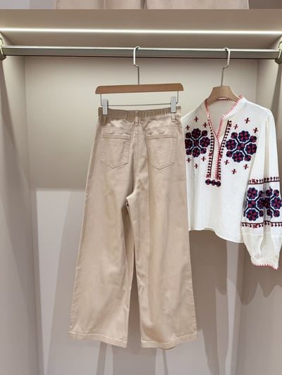 訂製韓單出口 萊卡棉四面彈高腰闊腿牛仔褲11