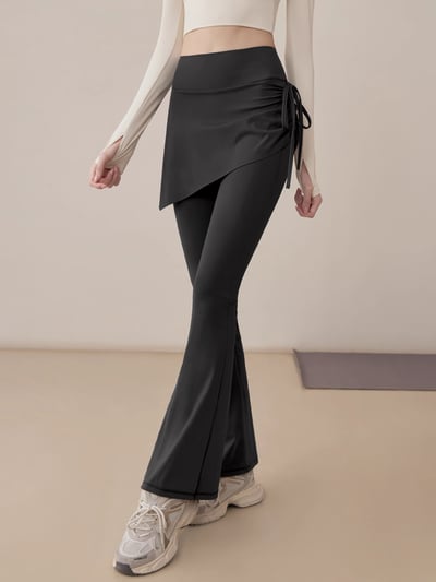 微喇修腿・高腰收腹 假兩件顯瘦抽繩瑜珈褲裙6