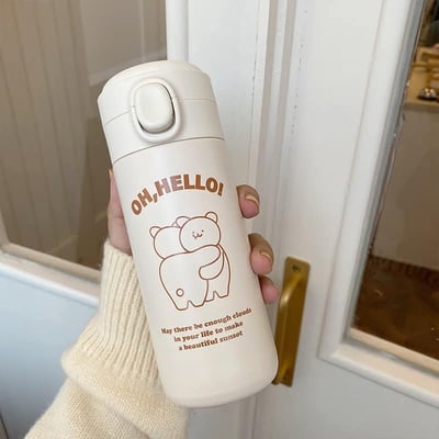 抱抱熊高顏值韓版情侶不銹鋼保溫杯 加提袋6