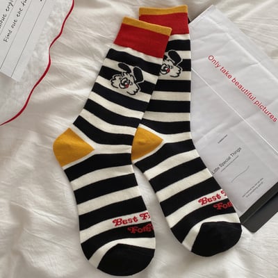 美式BFF快餐風情侶襪中筒襪5雙組3