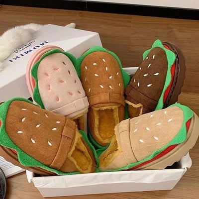 秋冬必收  可愛到捨不得脫 漢堡包造型厚底棉拖鞋2