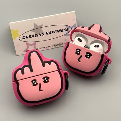粉紅中指人 搞怪可愛AirPods耳機保護套2