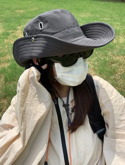 幫你防曬 精選漁夫帽加墨鏡口罩遮陽組合7
