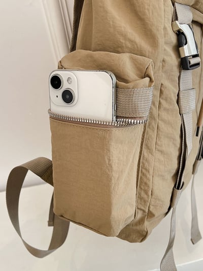 【輕便大容量．出遊首選】 特製款尼龍多口袋雙肩包4色可選6