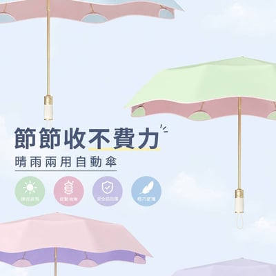 女生友好   節節收自動傘  圓角護兒童防刮傷  加厚彩膠強效防曬雨傘1