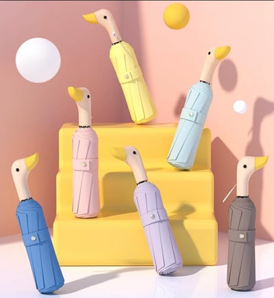 木製鴨頭 可愛小鴨晴雨兩用自動傘5