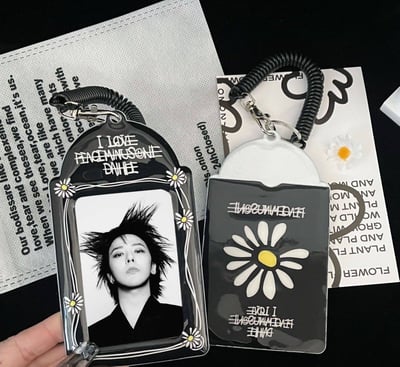 INS雛菊PVC卡套 黑+白收納展示掛件2