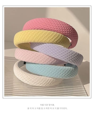 韓款華夫格冰淇淋色系髮箍組4