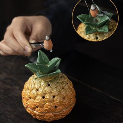 【香氣在菠蘿裡飄】 新中式手工質感  創意陶瓷香薰爐1