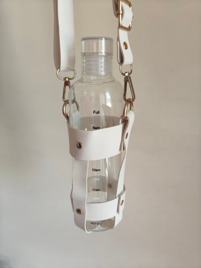 今日喝水打卡神器 時尚皮革背帶玻璃瓶  免運商品6