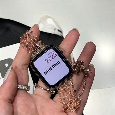 小香風星光錶帶時尚閃耀設計 金屬星星流蘇鏈 Apple Watch 錶帶4