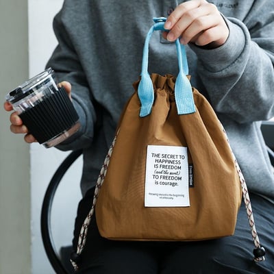 新款便當手提袋 加厚保溫便携抽繩束口飯盒包2