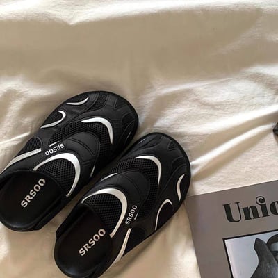 日系小眾機能風厚底包頭半拖鞋3